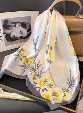 Printed square scarf imitated silk headband headscarf 头巾