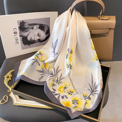 Printed square scarf imitated silk headband headscarf 头巾
