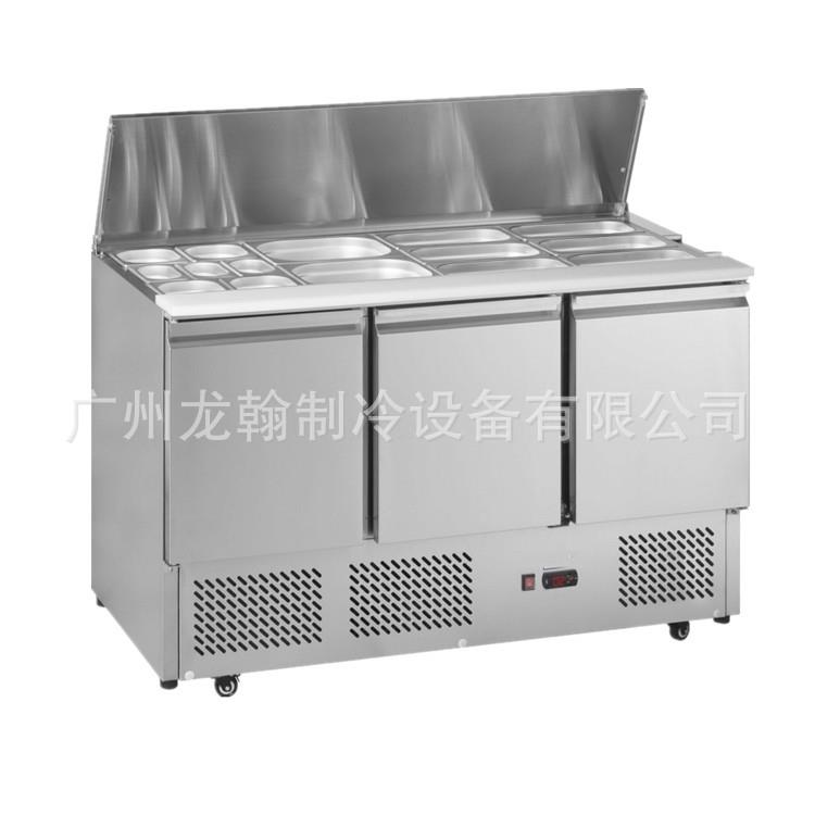 商用开槽沙拉台水果捞冷藏工作台保鲜展示柜冰柜披萨
