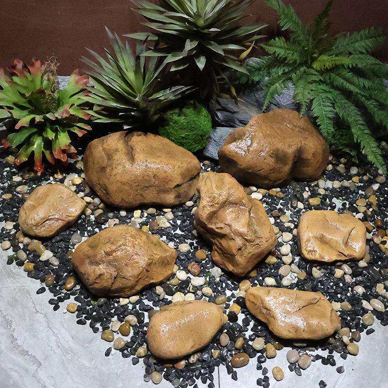 纯黄大石头鹅卵石头黄蜡石水池围边花坛围边庭院装饰点缀园林摆件
