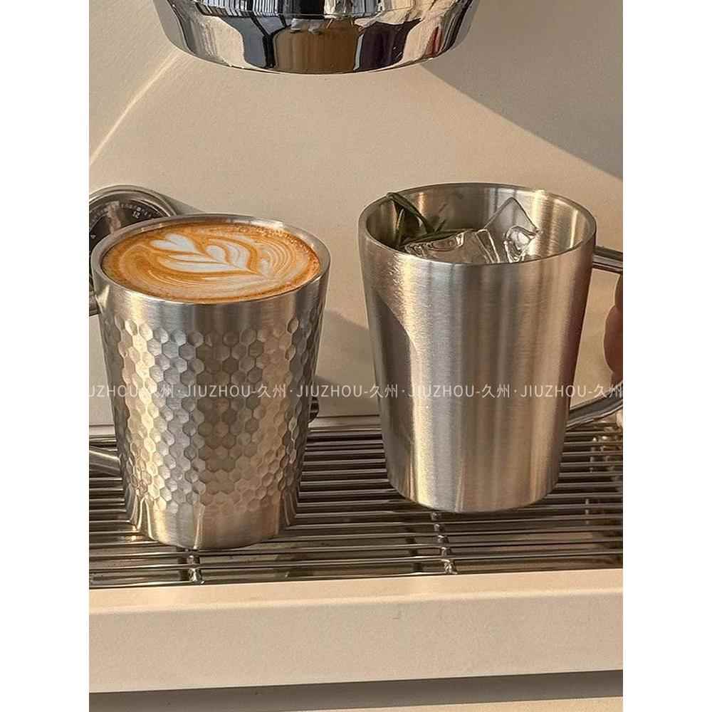 美式304不锈钢马克杯双层咖啡杯餐厅户外啤酒茶水杯子早餐牛奶杯
