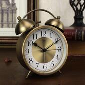 覆古台式 钟表摆件轻奢小型座钟学生桌面时钟创意金属家用客厅闹钟