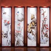 春夏秋冬四件套瓷板画清华美院学子九州画院院长闫春雷手绘摆件