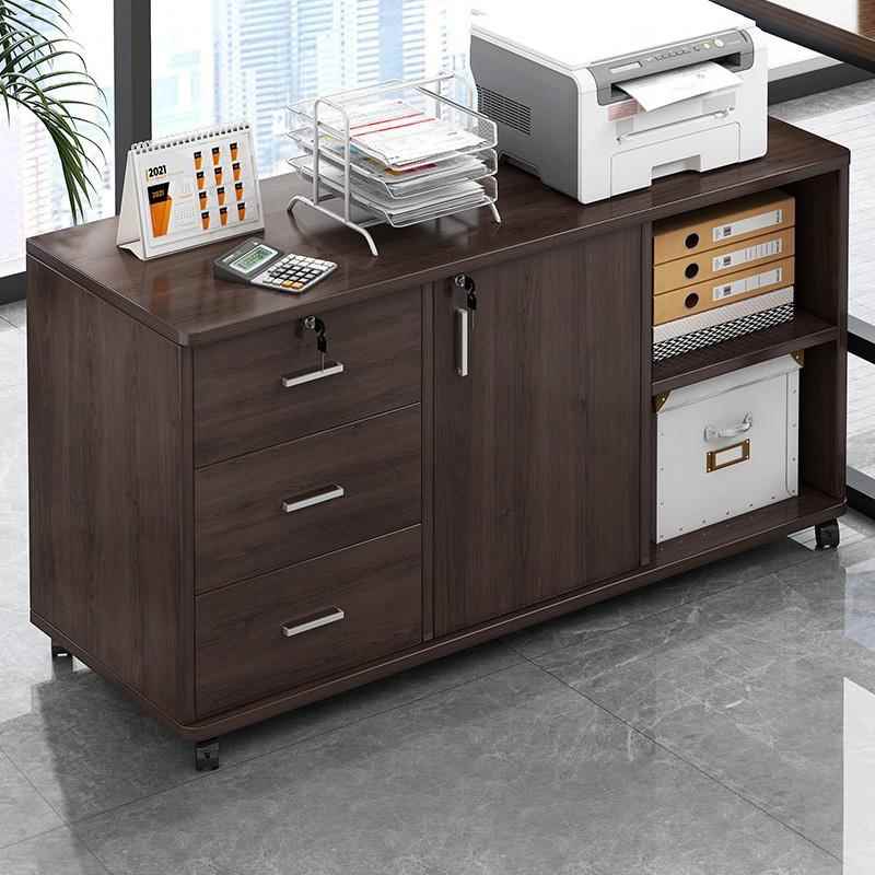 办公室文件柜桌下收纳柜办公柜置物边柜带抽屉木质带锁矮柜收纳柜