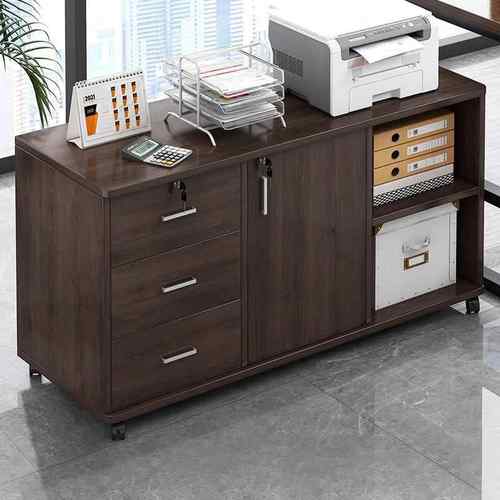 办公室文件柜桌下收纳柜办公柜置物边柜带抽屉木质带锁矮柜收纳柜