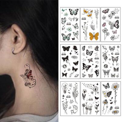 30 Sheets Temporary Tattoo Sticker Waterproof Body Art Line