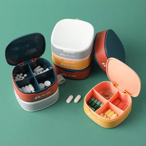 Portable Pill Organizer with Moisture-Proof and Pill Splitte