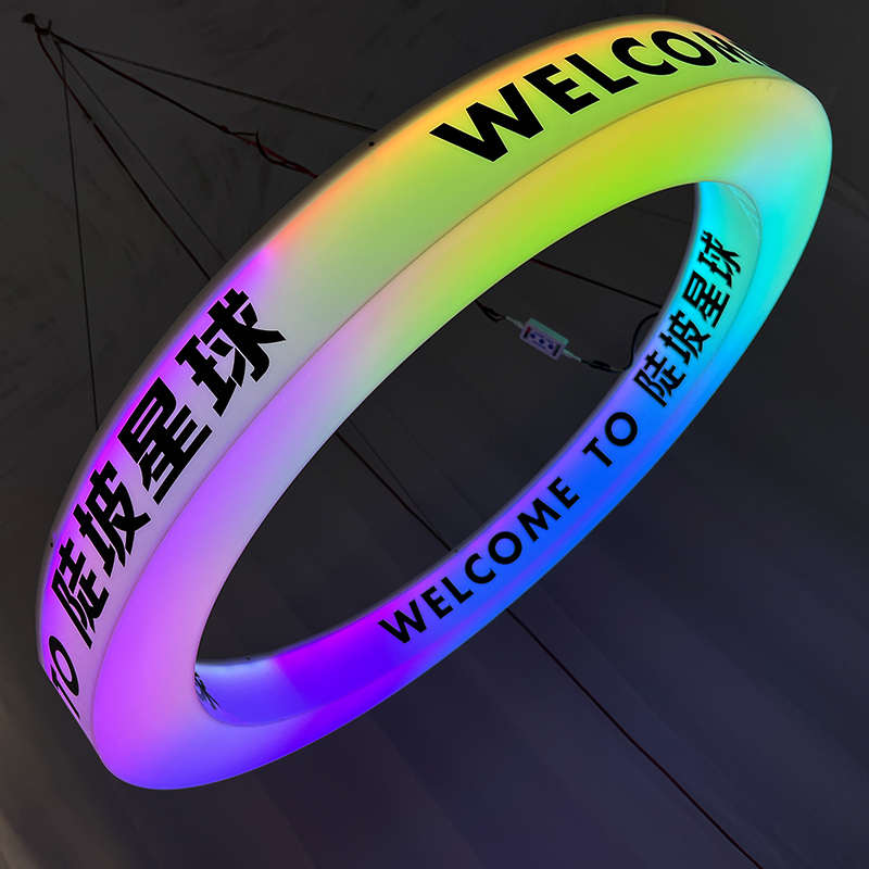 LED圆形七彩幻彩亚克力灯箱吊顶环形通体圆环广告牌悬挂酒吧装饰