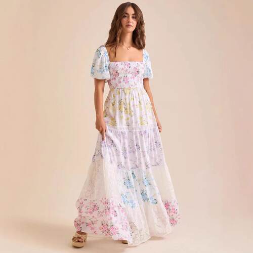 Women Summer Beautiful Colorful Floral Print Aline Dress
