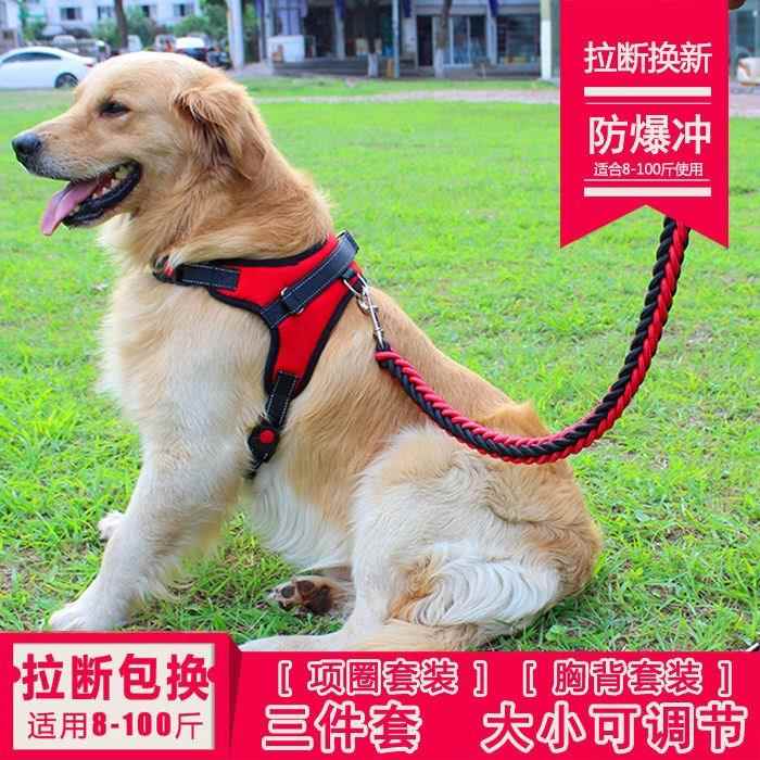 狗狗牵引绳反光伸缩背心式泰迪狗绳狗炼 炼 子金毛大型犬遛狗宠物