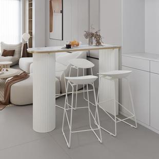 现代岩铁艺圆吧台大理板石家用客厅厨桌房隔断靠墙小关427玄高脚