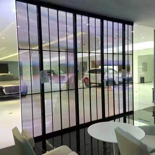 室内广告宣传LED透明屏 全彩高清商业背景透明屏 格栅屏玻璃屏