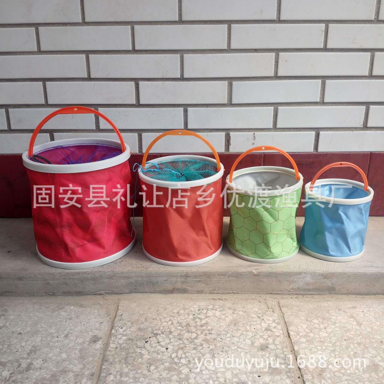 折叠打水桶 收纳桶 钓鱼桶 帆布装鱼水桶 带绳子钓鱼箱