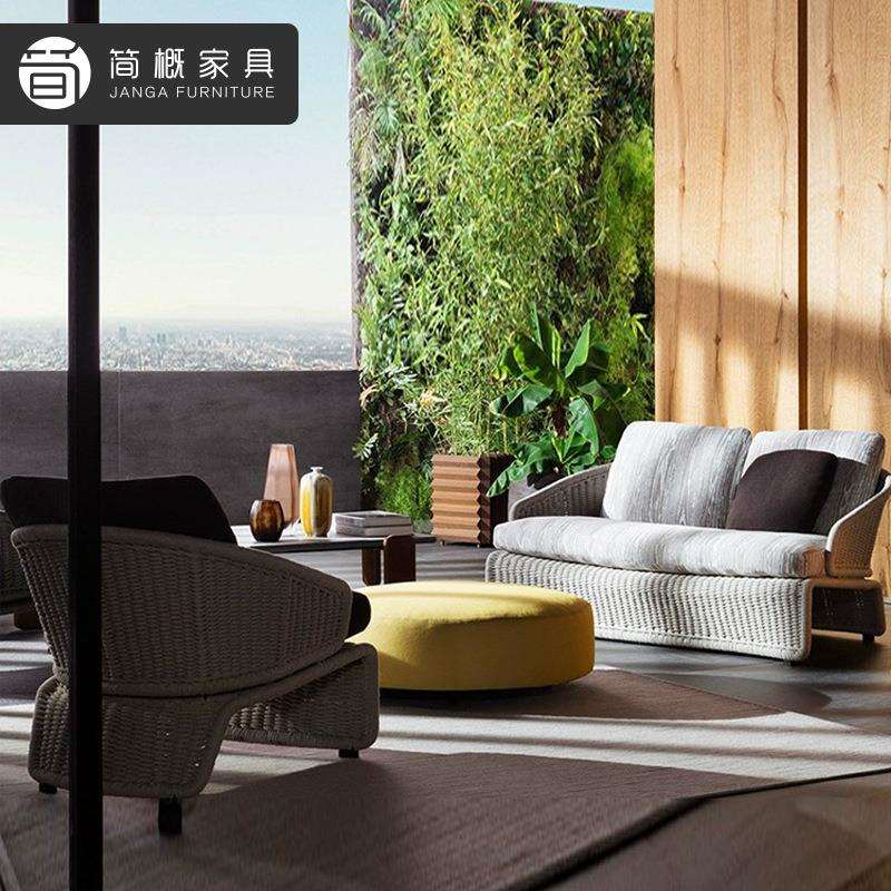 户外别墅沙发藤家具庭院阳台防水防晒藤椅茶几组合露台三件套沙发