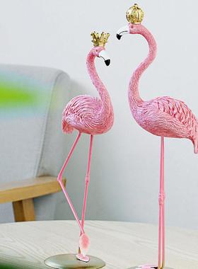 新品特大号铁脚火烈鸟创意北欧风ins摆件卧室客厅店铺装饰品摆设