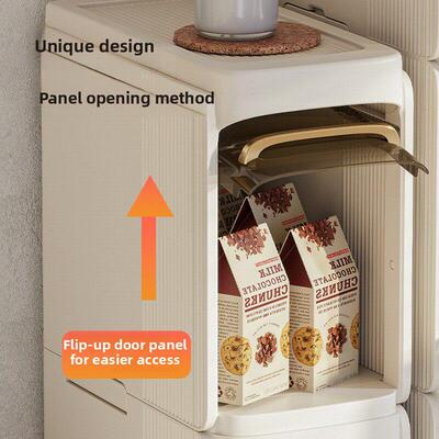 Storage cabinet with narrow seams for household kitchen and