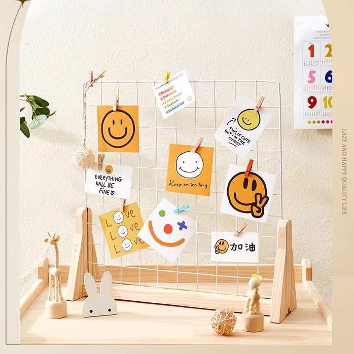 幼儿园作品展示架网格展示架美工区绘画桌面摊位木质置物挂架