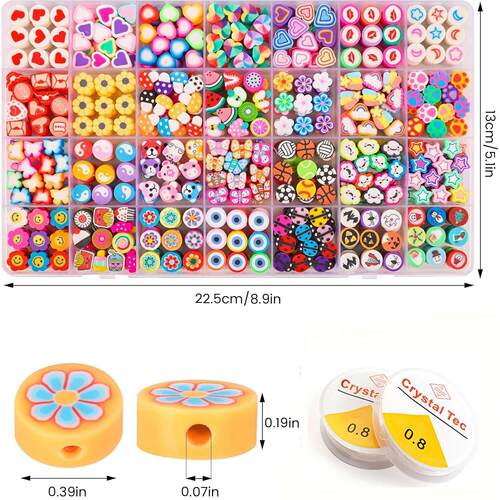 1 Box 28 Styles Cute Polymer Clay Beads Bracelet Necklace Ma