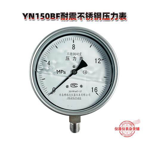 青岛博瑞达 YN150BF耐震不锈钢压力表 M20*1.5 防腐蚀抗震压力表