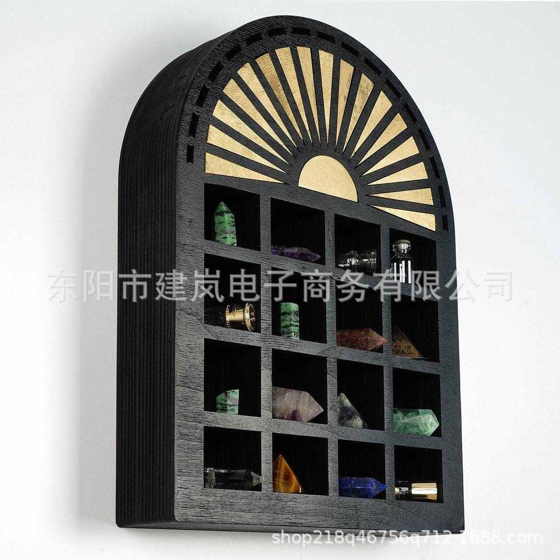 挂件家居光芒木制木质水晶新款展示架装饰品工艺品太阳摆件