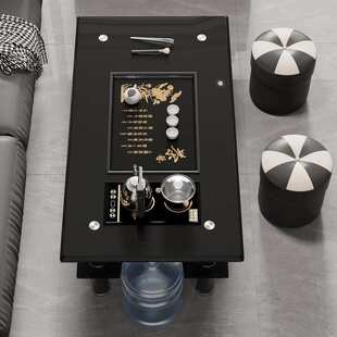 简约钢化玻璃茶几办公室全自动泡茶一体功夫茶台小型家用阳台茶桌