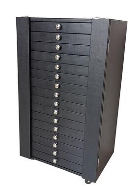 黑色PU皮革眼镜展示柜3D影院光学太阳眼镜样品收纳箱带锁现货