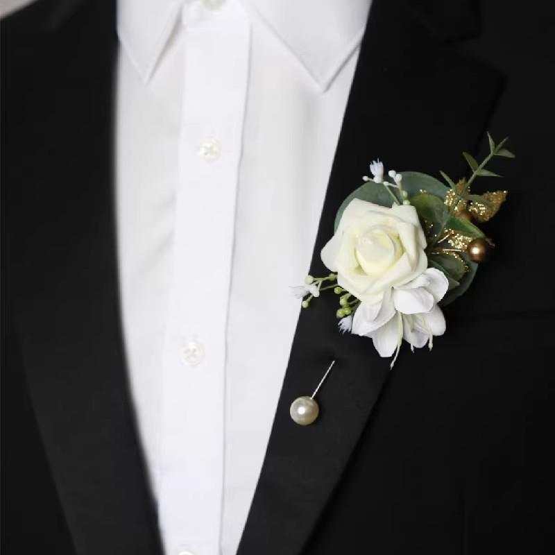 真唯美森系胸花婚新郎新娘手花376结礼腕伴娘伴郎户外仿植物襟花