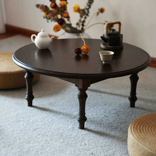 诧寂风纯实木小茶桌飘窗榻榻米阳台家用复古民宿茶几小边几茶台