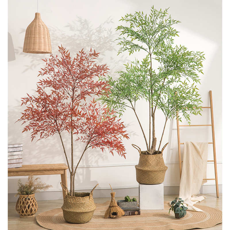 仿真绿植南天竹假植物仿生绿植盆栽室内客厅装饰摆件假树仿真树