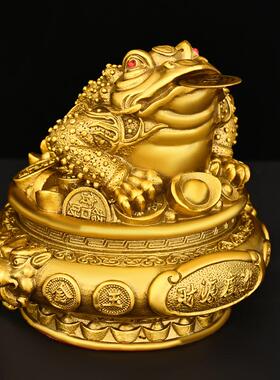 新款直销铜金蟾摆件纯铜聚宝盆蟾三足蟾蜍客厅公司开业礼品大号元