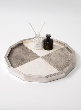 代轻现奢样板间毛托盘艺术摆件不锈钢桌收纳SEF盘面马客厅茶几样