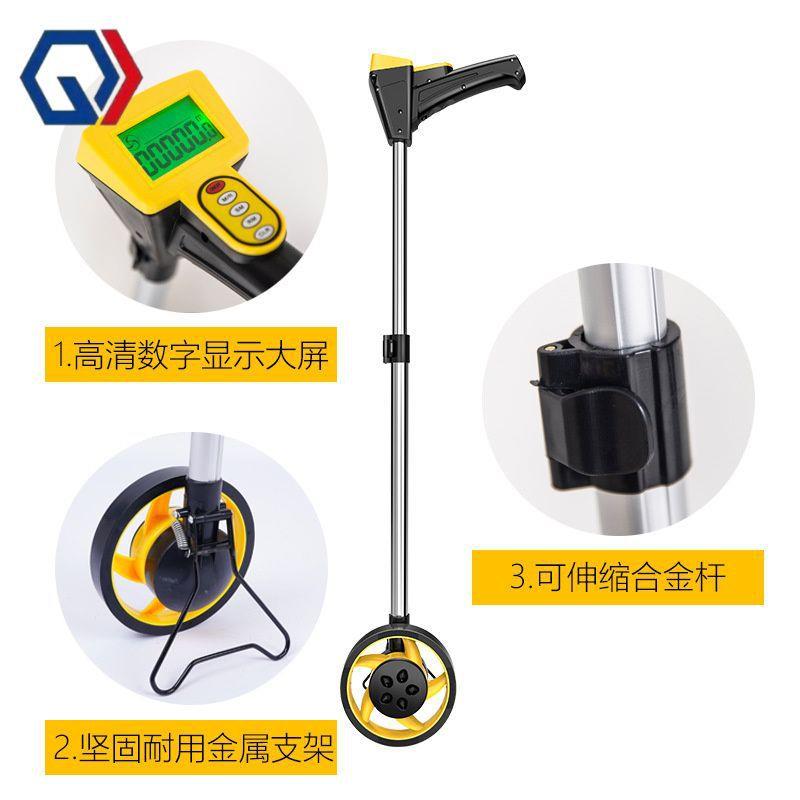 庆迪数字显示测距轮手推式可伸缩测距轮滚轮式测距仪滚尺车测量工