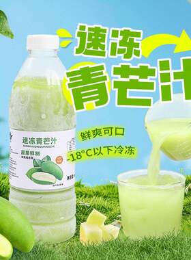 新疆包邮冷冻青芒原汁960g鲜榨非浓缩冷冻海南芒果原浆水果茶原料