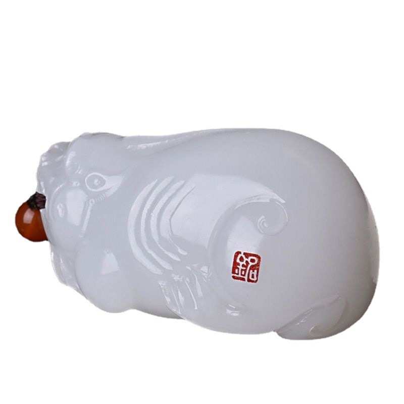 天然和田玉貔貅文玩手把件男 简约 玉石男士随身把玩物件玉白玉