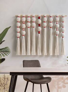 欧式圆球流苏壁挂店手工编织z413毯墙面装饰挂件名宿挂酒装壁饰挂