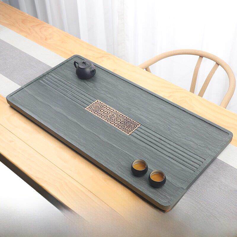 天然全木纹石茶盘家用现代简约石茶桌大小石茶海茶具单托盘