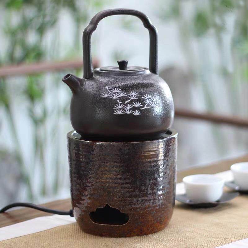 龙隐斋柴烧电陶炉煮茶炉出口仿古茶道具银壶铁壶陶壶不挑壶电茶炉
