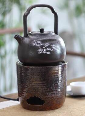 龙隐斋柴烧电陶炉煮茶炉出口仿古茶道具银壶铁壶陶壶不挑壶电茶炉