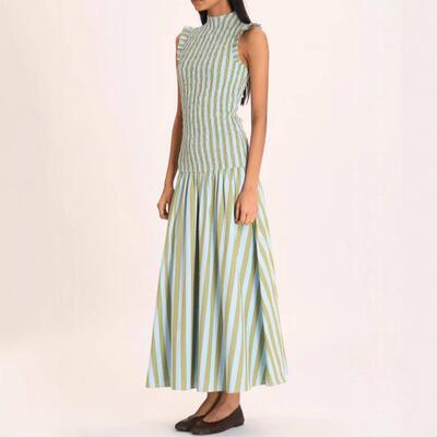 Surfing striped tight fitting camisole sleeveless jumpsuit