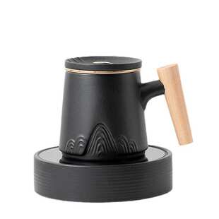 陶瓷茶杯带盖过滤加热底座55度恒温茶水分离泡茶杯办公室家用水杯