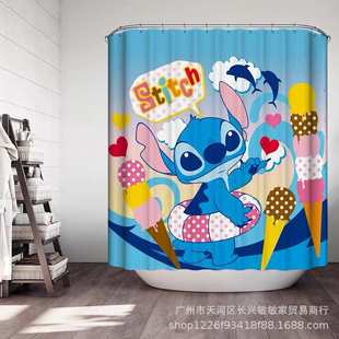 日系卡通Kitty猫 库洛米叮当浴室窗帘洗澡间隔断帘免打孔防霉浴帘