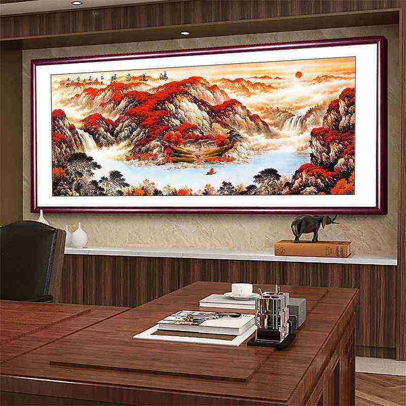 山水画客厅挂画鸿运当头国画办公室壁画字画新中式装饰画宣纸批发,家居饰品,国画,淘宝优惠券,粉丝福利购,淘宝优惠卷