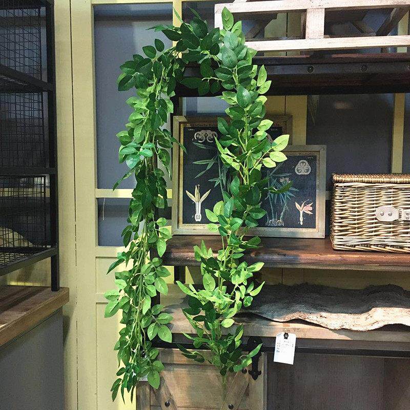 2米彷真玫瑰花叶子 假花藤条藤蔓植物树叶绿叶水管道悬吊式天花板