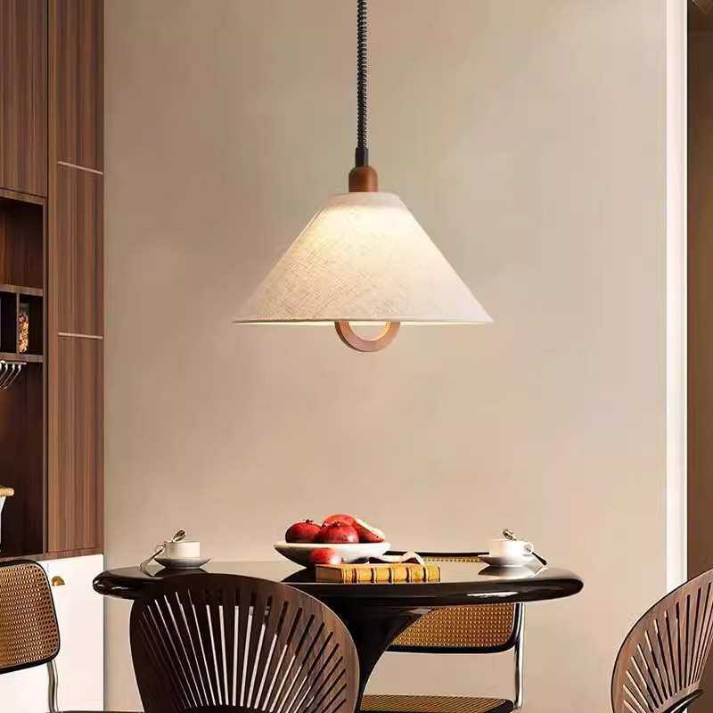 日式布艺中古吊灯 餐厅吧台复古实木伸缩田园书房灯具,家装灯饰光源,客厅吊灯,淘宝优惠券,粉丝福利购,淘宝优惠卷