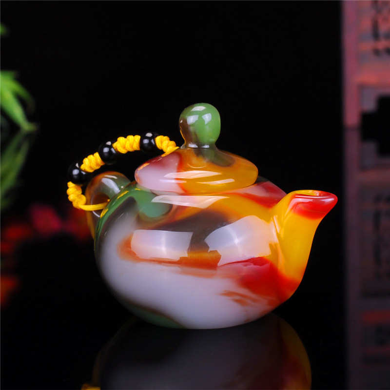 外蒙玉壶把件红玉黄玉羊脂白玉壶手把件酱紫多彩色手玩件