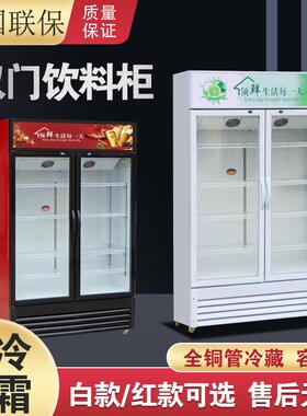 展示柜冷藏饮料柜冰柜啤酒商用双门风冷立式保鲜柜超市三门冷饮柜