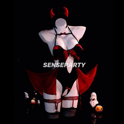 感官派对「恶魔低语」性感睡裙小恶魔女万圣COS制服套装纯欲qqny