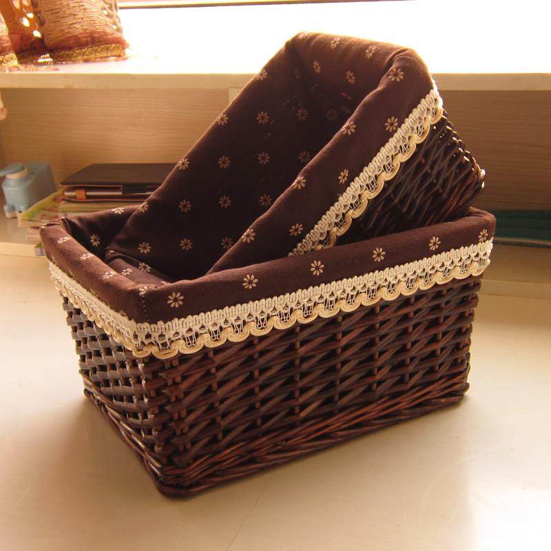 收纳筐藤编储物盒家用方形桌面零食柳编整理筐田园布艺首饰收纳盒,收纳整理,收纳箱,淘宝优惠券,粉丝福利购,淘宝优惠卷
