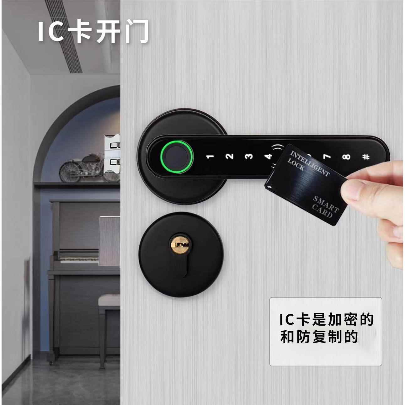 球形木门指纹锁室内智能三杆锁TTLOCK密码涂鸦APP智能电子指纹锁