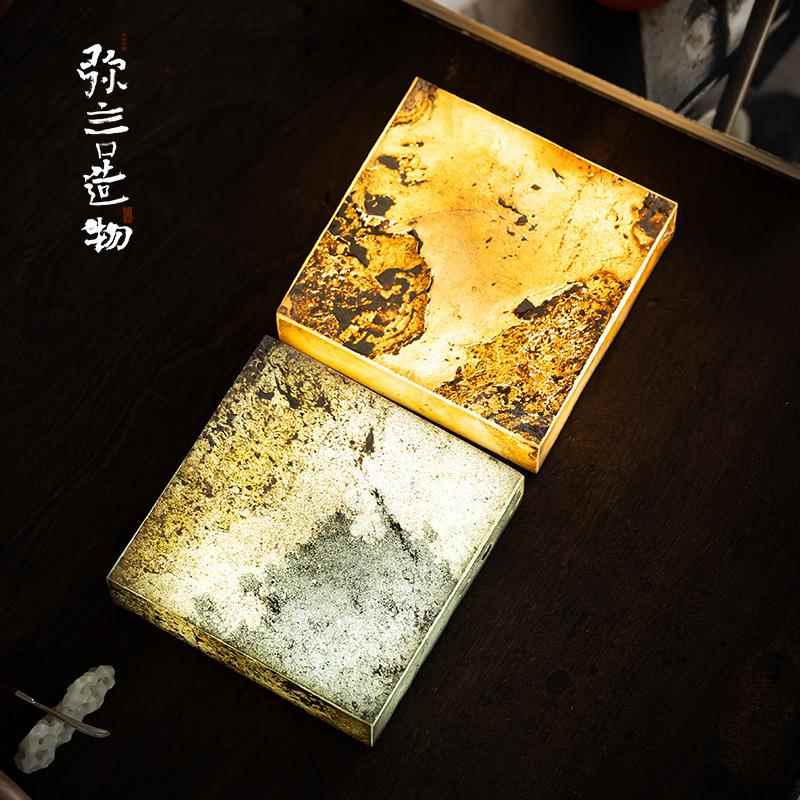 弥言创意发光壶承亚克力贴原石干泡盘方形小茶台茶室氛围灯茶壶垫